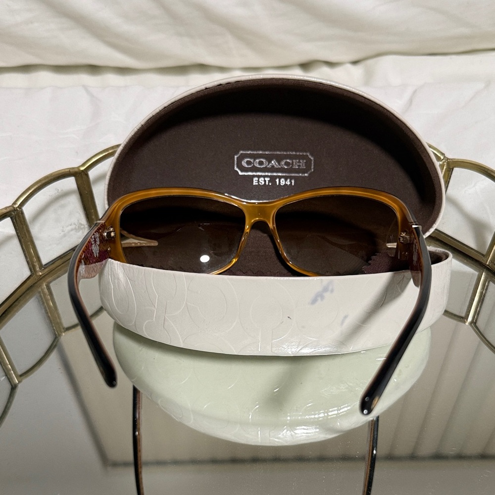 Coach Sarah S4 Floral Brown Sunglasses with Case - Picture 8 of 10